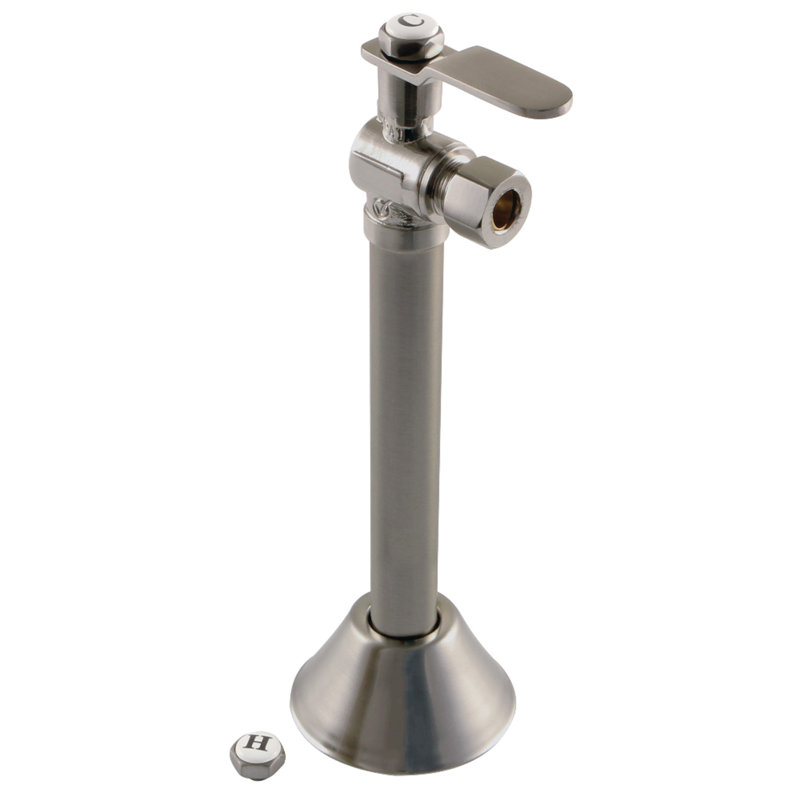 Kingston Brass Whitaker 1/2-Inch Sweat x 3/8-Inch OD Comp Quarter-Turn Angle Stop Valve with 5-Inch Extension and Flange