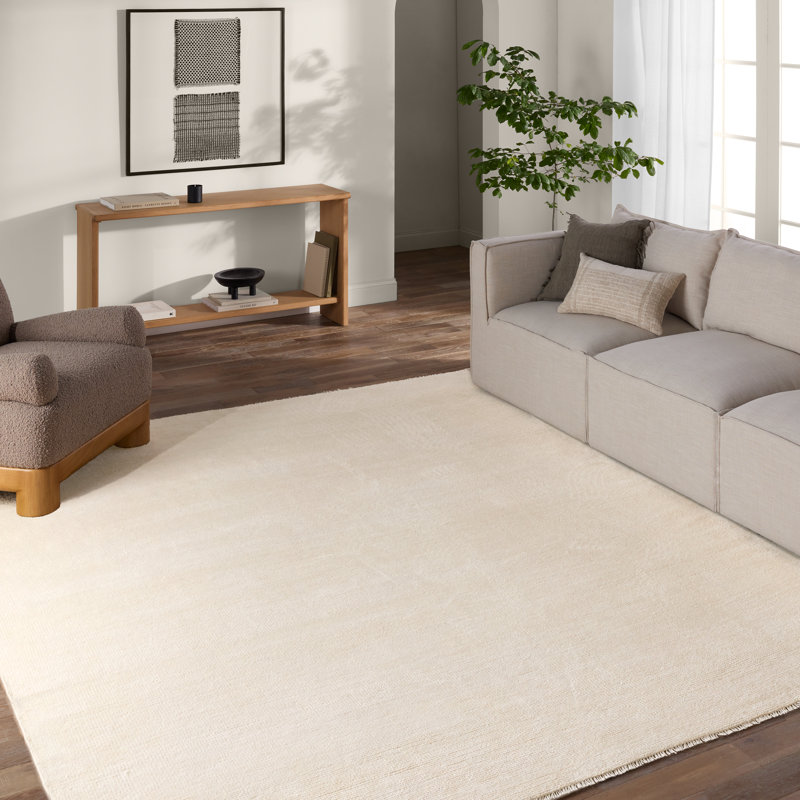 Jaipur Living Origin SAG18 Handknotted Solid Ivory Area Rug (6'x9'), Rectangle 6' x 9'