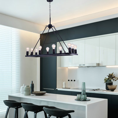 10-light Dimmable Square / Rectangle Chandelier