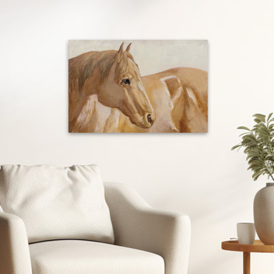 Morning Ride I Contemporary Animal Gray White Brown Equestrian