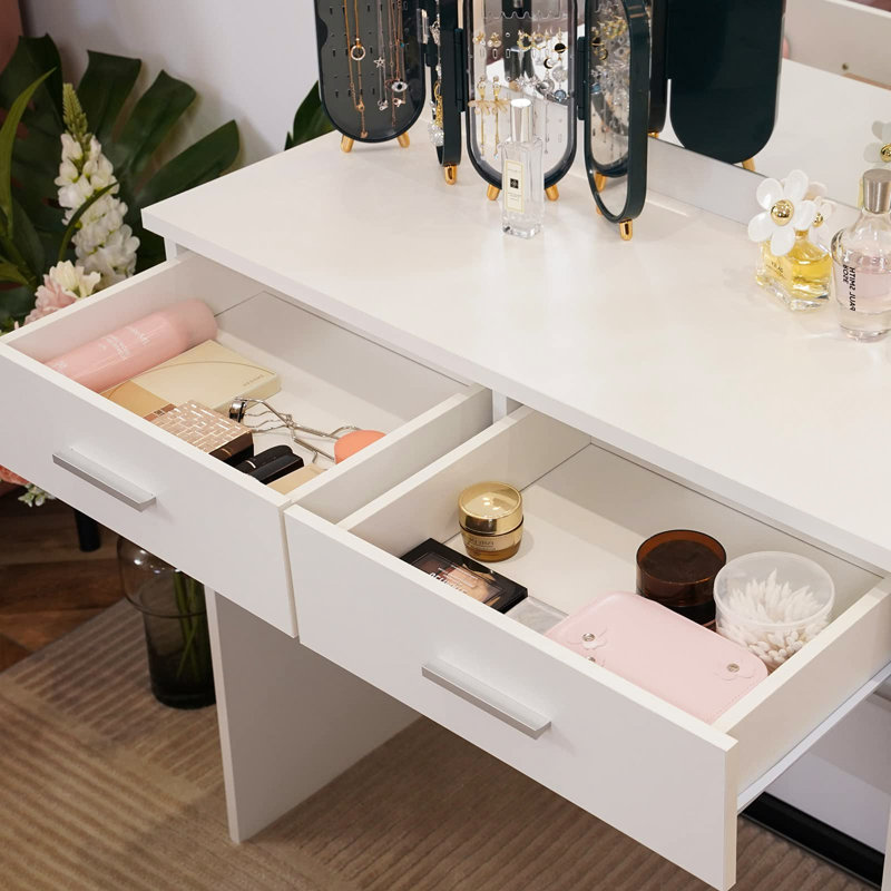 Wafrt Dressing Table with Mirror, White