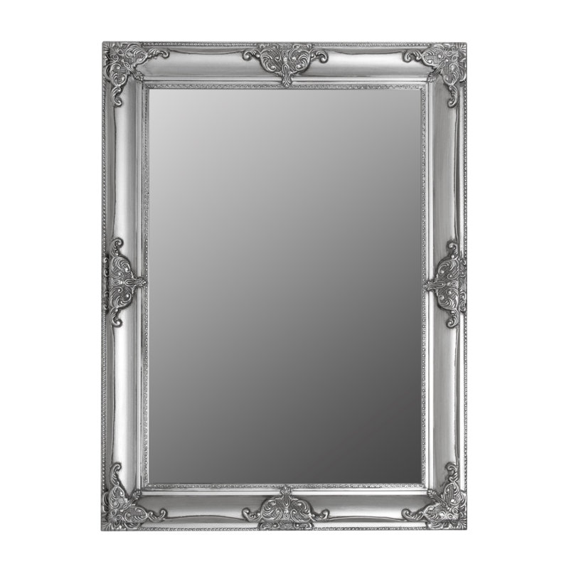 Kellison Wood Flat Mirror, 82cm H x 62cm W x 7cm D, Silver