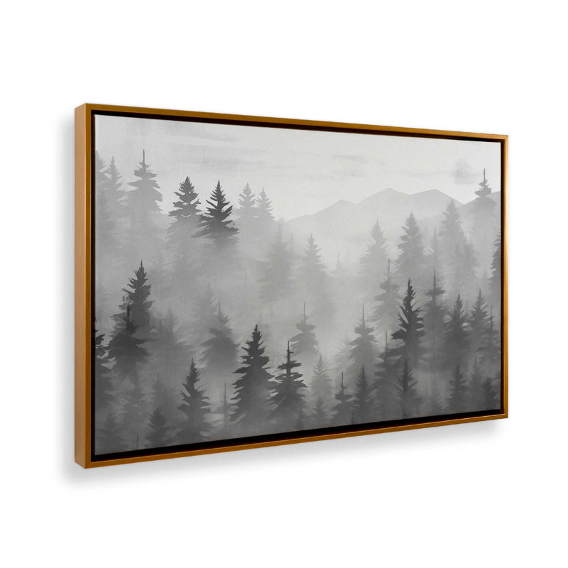 Toile Smoky Pines, Cadre doré poli, H 32,75 po x l 48,75 po x P 1,75 po, 1