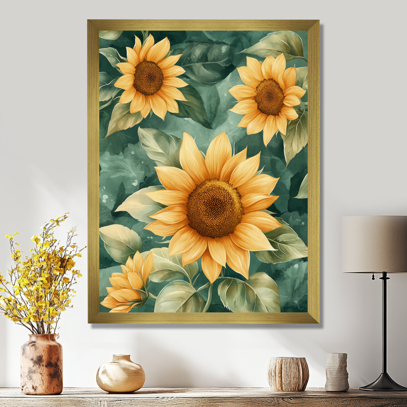 Dorianna - impressions murales florales, H 44 po x l 34 po, Picture Framed, Doré