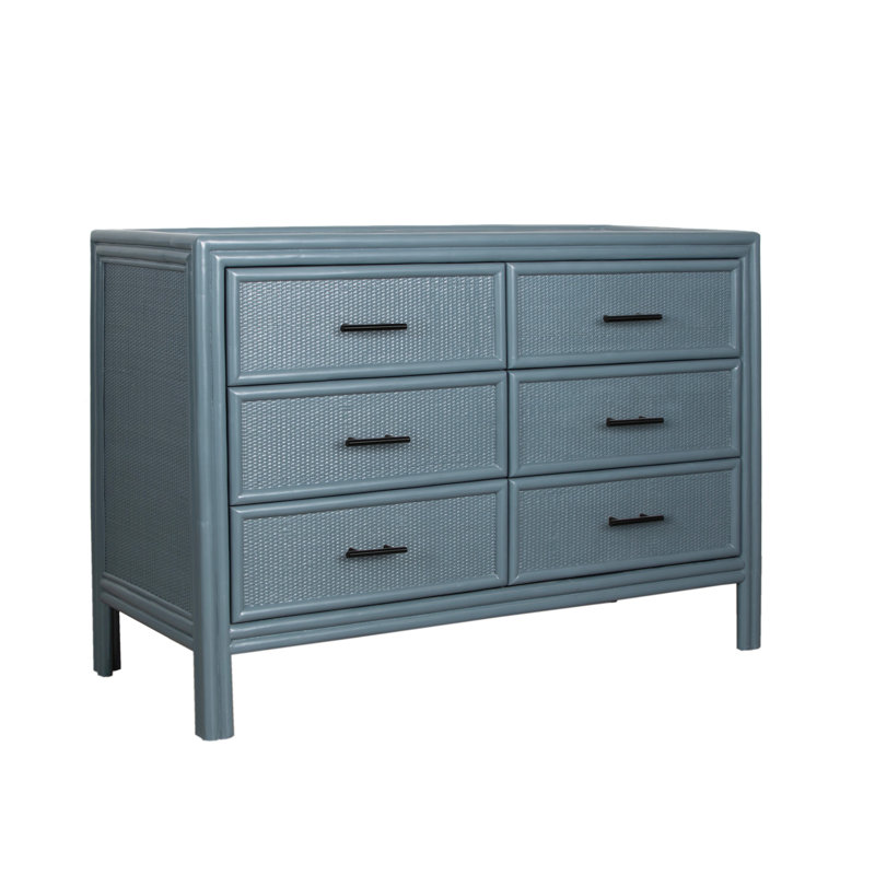 Commode double 6 tiroirs Aruba, Bleu régate