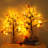 2 Pack of 24-Inch LED Lighted Artificial Fall Oak Maple Pumpkin Trees for Autumn Decor.
