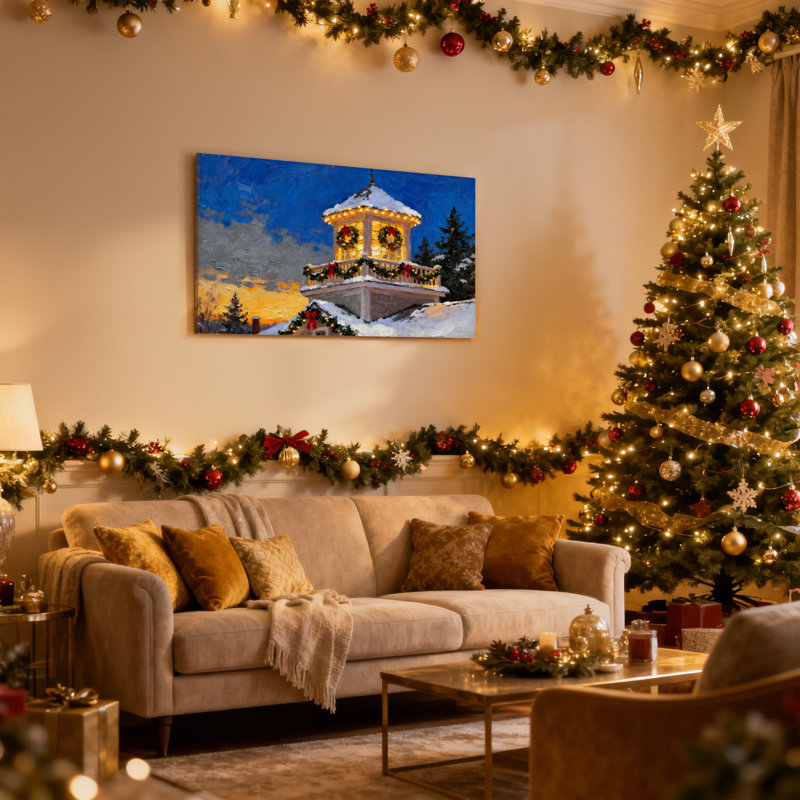 Ensemble de 3 toiles de Noël enneigées, H 16 po x l 24 po