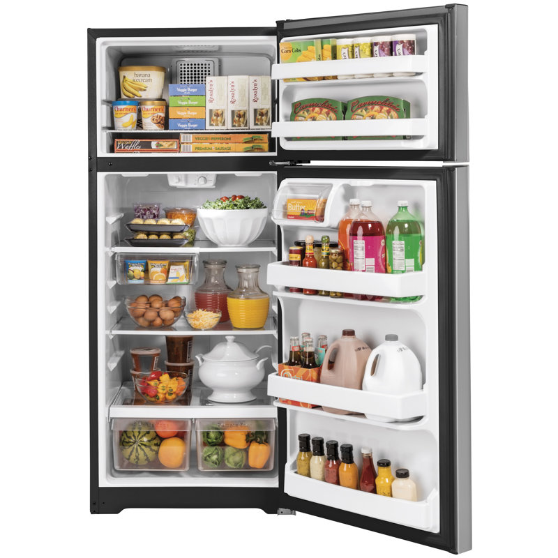 GE Appliances 28" 17.5 Cubic Feet Energy Star Top Freezer Refrigerator, Stainless Steel