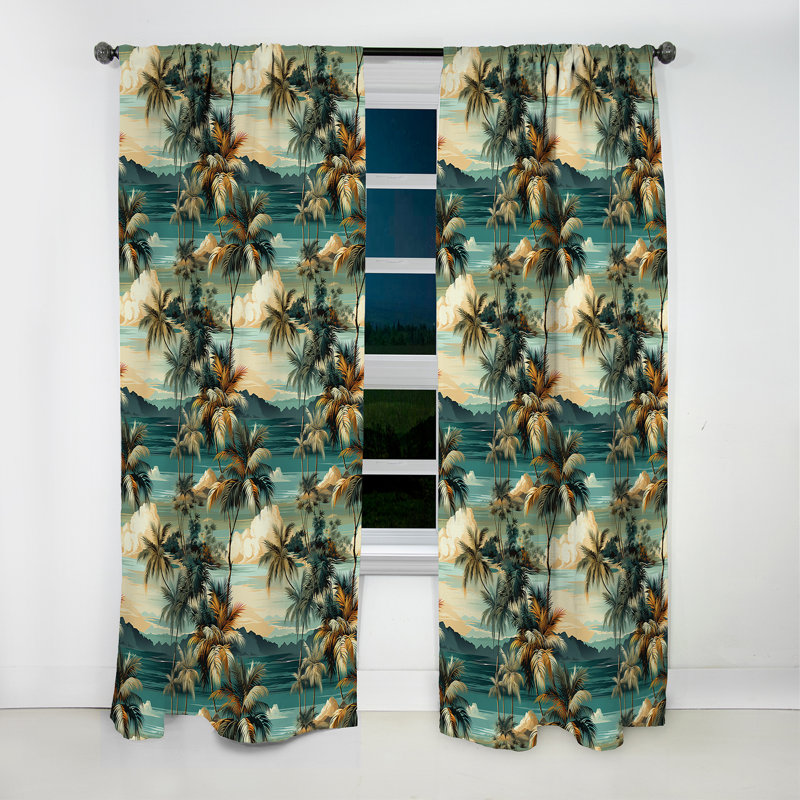 Palm Breeze - motif tropical V - Rideau floral - Rideau occultant floral - 1 panneau, L 52 po x L 90 po