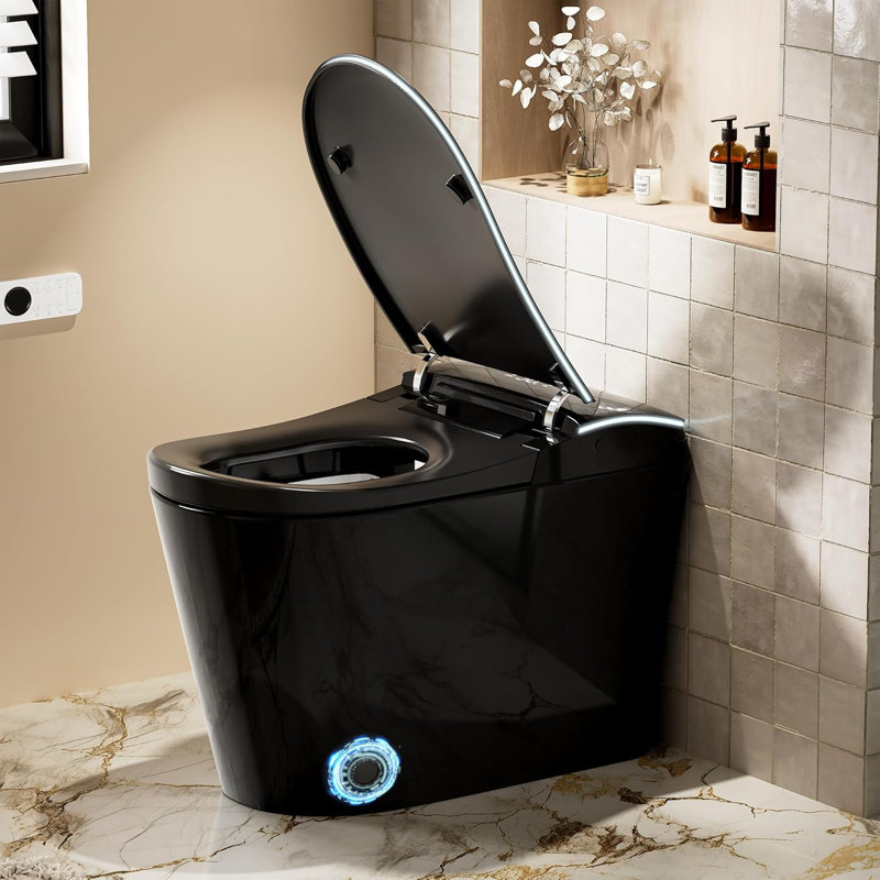 Smart Toilet With Bidet Built In, Heated Seat,Female Cleaning, Warm Water & Dry Function, Modern Tankless Toilets, ADA Comfort Height Toilet, LED Display, Foot Sensor, 1.28GPF, 1000G MAP Flush