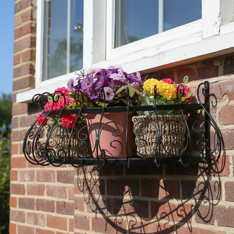 Metal Scrollwork Wall Planter Display Rack