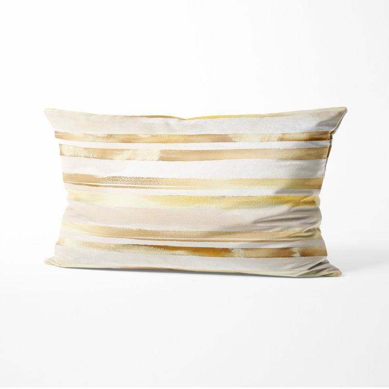 Coussin décoratif à rayures - Coussin imprimé lignes dorées modernes, H 12 po x l 20 po