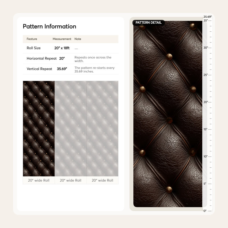 Tufted Wallpaper Geometric Brown Wall Decor