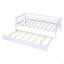 Lit de jour simple en bois avec lit gigogne et barrière de sécurité, blanc