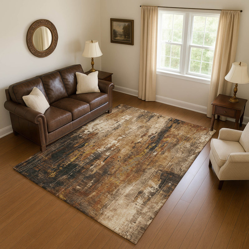 Tapis moderne de qualité supérieure lavable à la machine Strinko AMF1683, Rectangle 10 pi x 14 pi