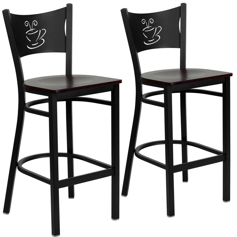 Tabouret de bar Fairmont, Acajou, Naturel, 2