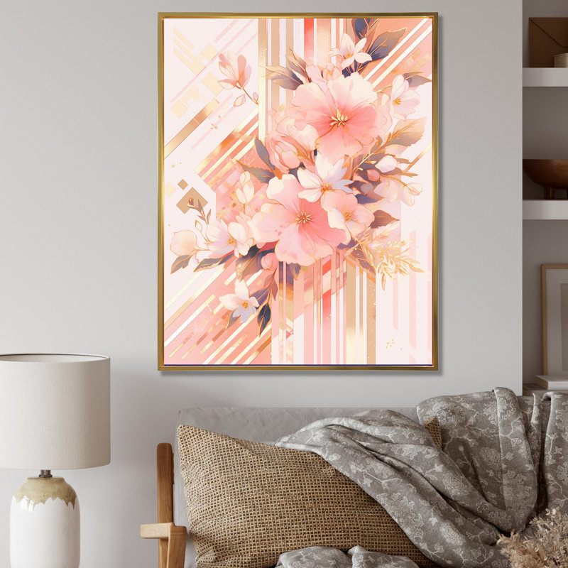 Fleurs de cerisier rose moderne avec motifs audacieux VI - Bouquets assortis, salon, H 44 po x l 34 po x P 1,5 po