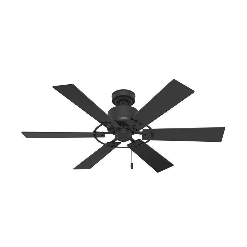 Gilrock 52" 6 - Blade Ceiling Fan with Pull Chains, Matte Black