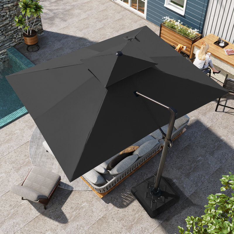 Antony 153" X 116" Rectangular Cantilever Umbrella, Weighted Base Does Not Include, Black
