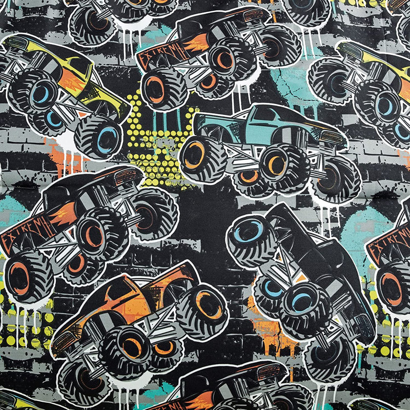Twin Multi-Color Monster Truck Microfiber Comforter Set