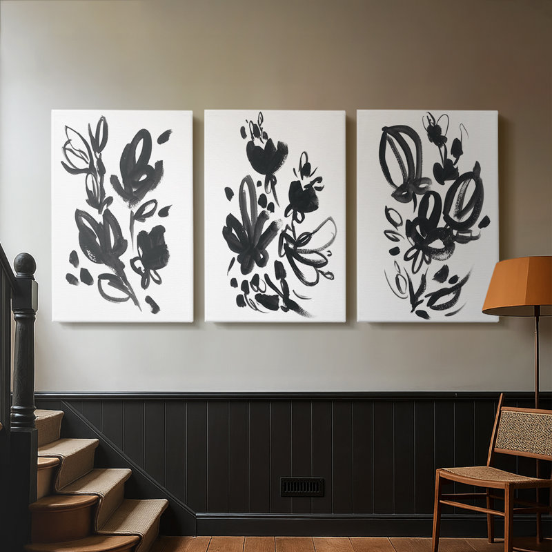 Cameo Bloom I - Toile tendue avec châssis sur mesure - 3 pièces, H 12 po x l 24 po