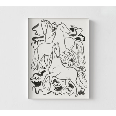Three Horses By Seven Trees Design, Farm Animal Living Room Decor, Horse Art, Rustic Horse Shape Poster, Rodeo Animal Poster