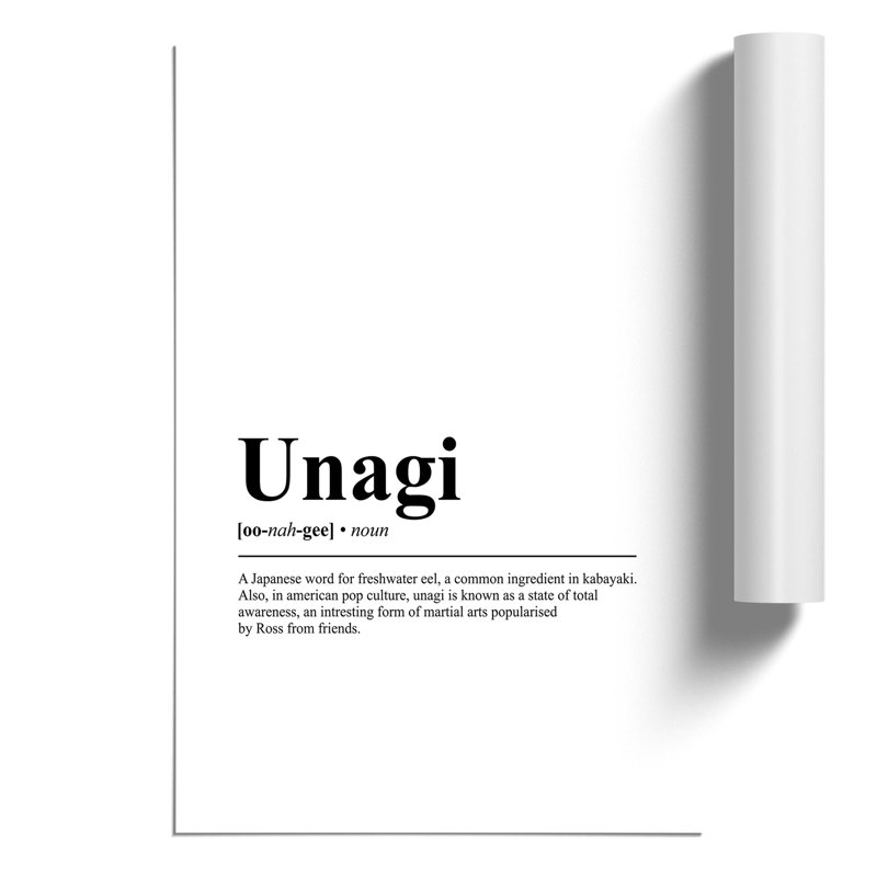 Dictionary Unagi - Frameless Print, 30cm H x 21cm W x 0.1cm D