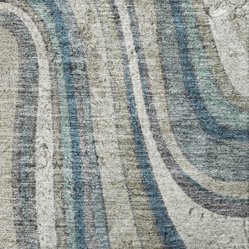 Tapis Dream Shag ADS756 à motifs tourbillonnants, lavable à la machine de qualité supérieure, Teal, 5' x 7'6"
