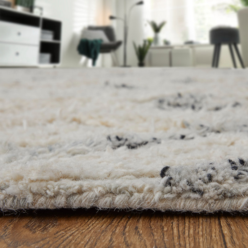 Tapis ivoire touffeté à la main Eulalie, Rectangle 8 pi x 10 pi