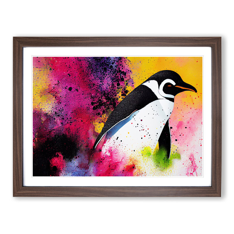 Penguin Splash Vol.1 Abstract - Framed Print, 46cm H x 64cm W x 2cm D, Walnut