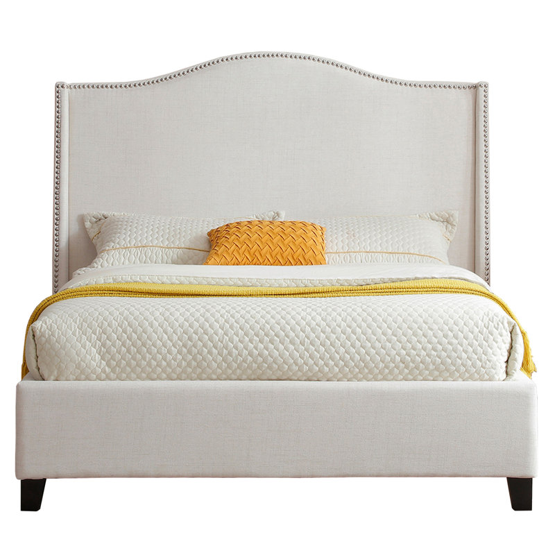 Hampton  Wingback Bed, Linen, Cream, Full