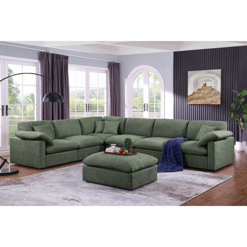 Canapé modulaire réversible en coin Shariff, Mélange de polyester vert