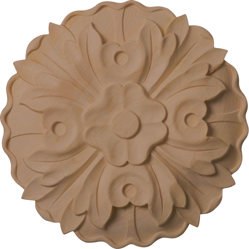 Kent Wood Rosette Applique, 3 5/8"W x 3 5/8"H x 5/8"P, Maple
