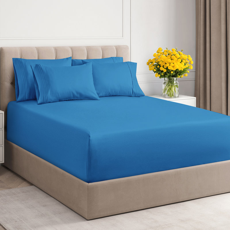 6 Piece Extra Deep Pocket Sheet Set, Cooling & Breathable Bed Sheets, Soft Hotel Luxury Bedding, Fits 18–24 Inch Mattress