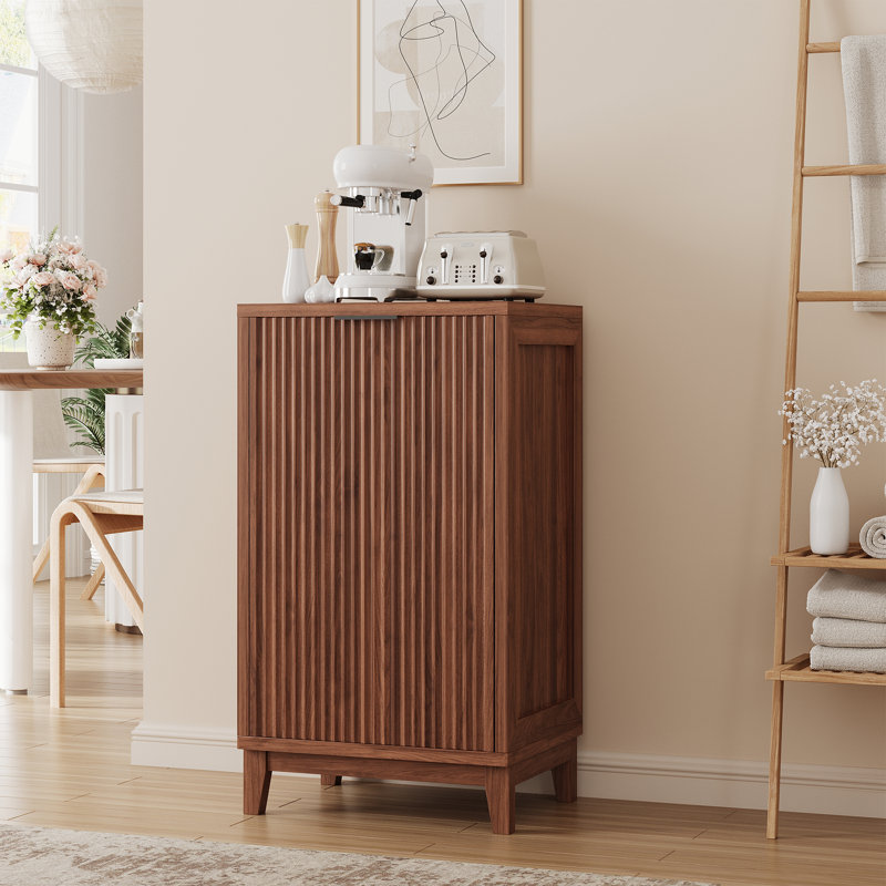 Armoire à poubelle inclinable avec contrôle des odeurs, Noyer
