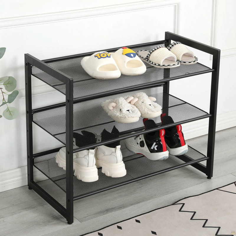 3-Tier Adjustable Shoe Rack, Freestanding Shoe Storage Organizer With Storage Shelves