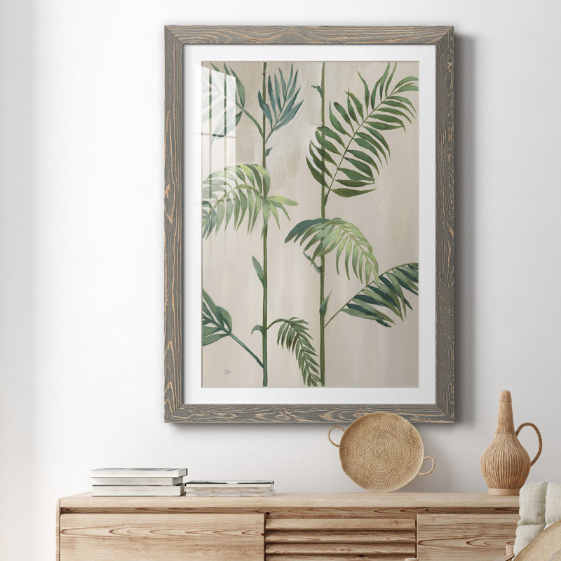 Modern Fronds I - peinture encadrée, H 44 po x l 31 po x P 1 po, gris