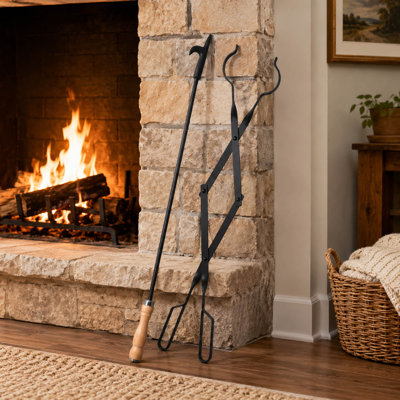 32" Fireplace Poker and Tongs Tool Set
