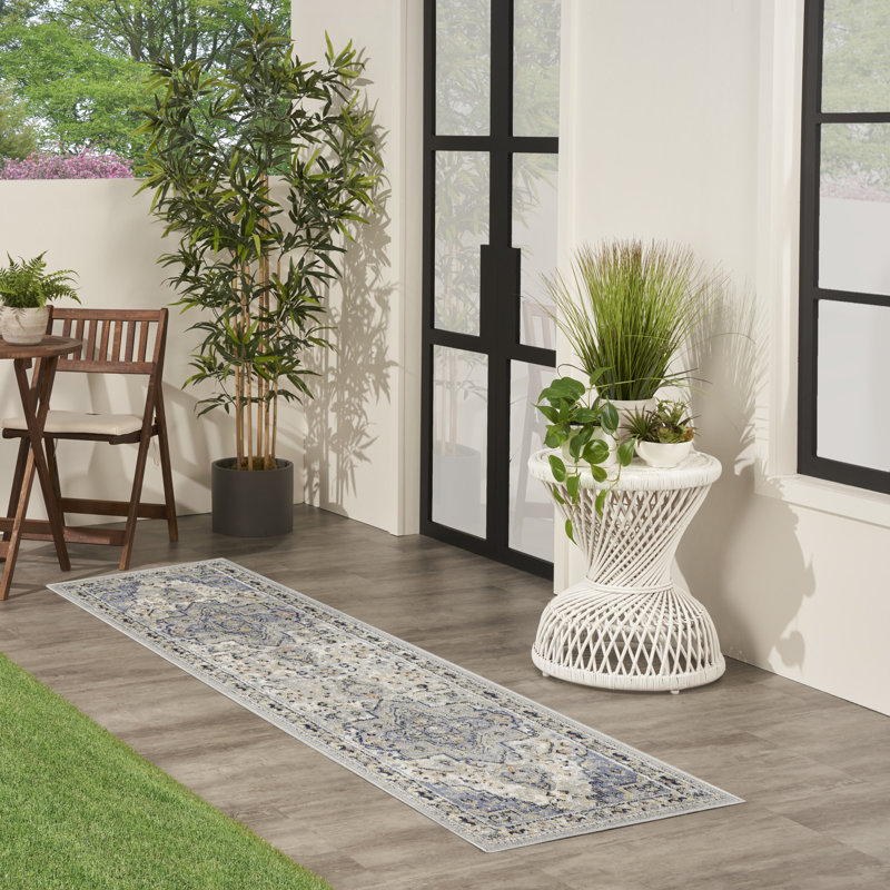 Nourison Essentials Persian Blue Indoor/Outdoor Area Rug, Runner 2'2" x 10'