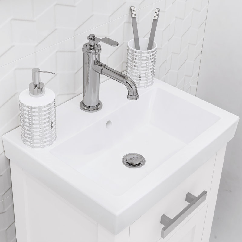 Prestwyck Mia 18" Bath Vanity Single Faucet, Silver, Pure White