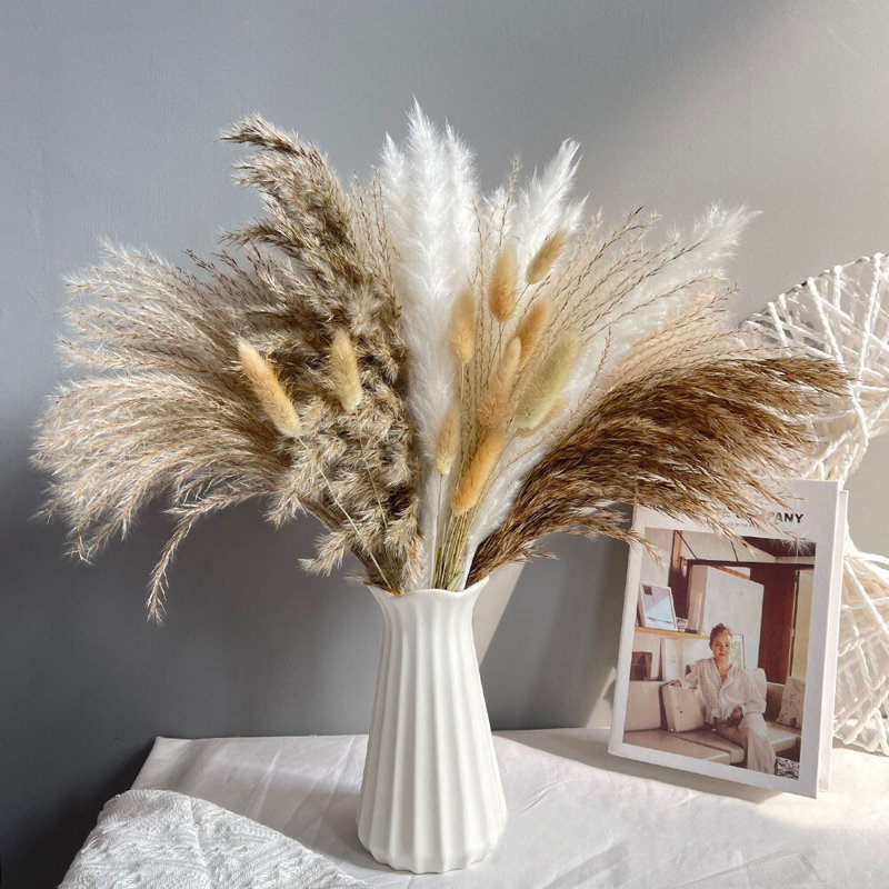 15Pcs Dried Flower Bunch Reed Rabbit Tail Grass Bouquet Home Decor