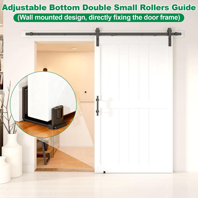 Guide de sol inférieur pour porte coulissante de grange, fixation murale réglable en forme de U, noir, lot de 2