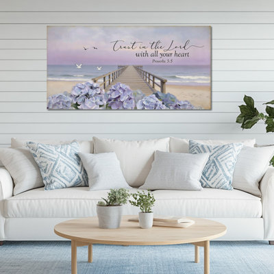  Large Inspirational Christian Canvas Wall Art - Trust in the Lord Painting, Biblical Picture for Peaceful Living Room and Bedroom Decor, Wrapped Canvas with Pine Frame, 24×48 inches