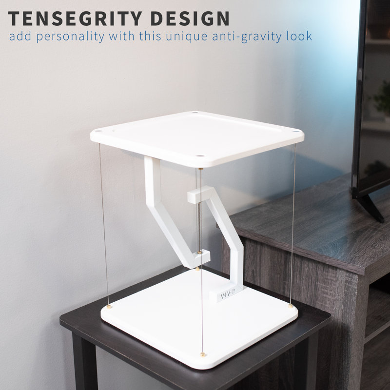 VIVO Universal White 12" Tensegrity Speaker Stand, Floating Tabletop Platform