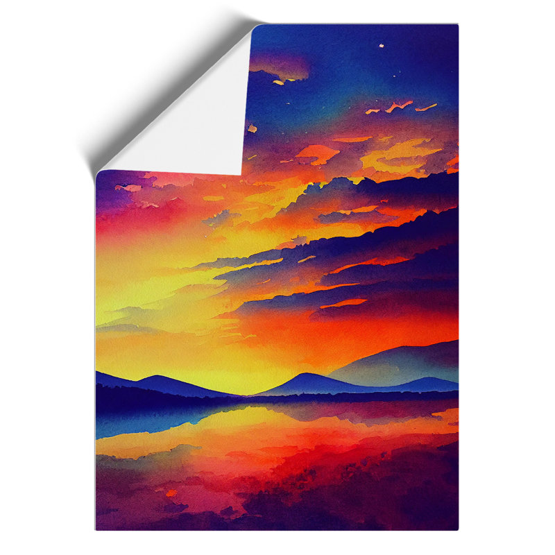 Sunset Over Mountains No.7 - Wall Art, Paper, 42cm H x 29.7cm W, No Matte