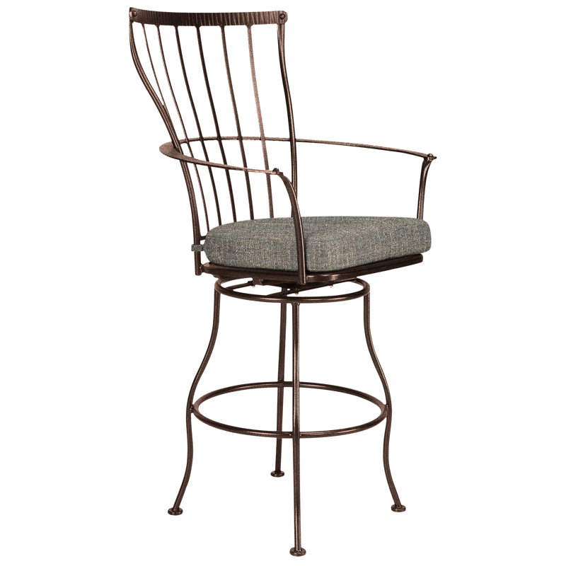 Monterra Outdoor Swivel Bar Stool, Flagship Stone Sunbrella®, Copper Creek, 27.25''