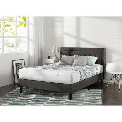 8" Medium Memory Foam Mattress and Upholstered Platform Bed Set
