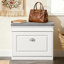 Banc de rangement en bois blanc avec tiroir à rabat - Banc de rangement rembourré pour hall d'entrée et chambre à coucher, H 20,47 po x l 23,6 po x P 9,45 po