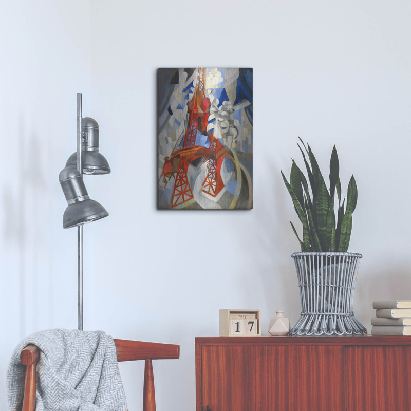 «Lark Manor» «Red Eiffel Tower» par Robert Delaunay, art mural en métal, H 24 po x l 16 po