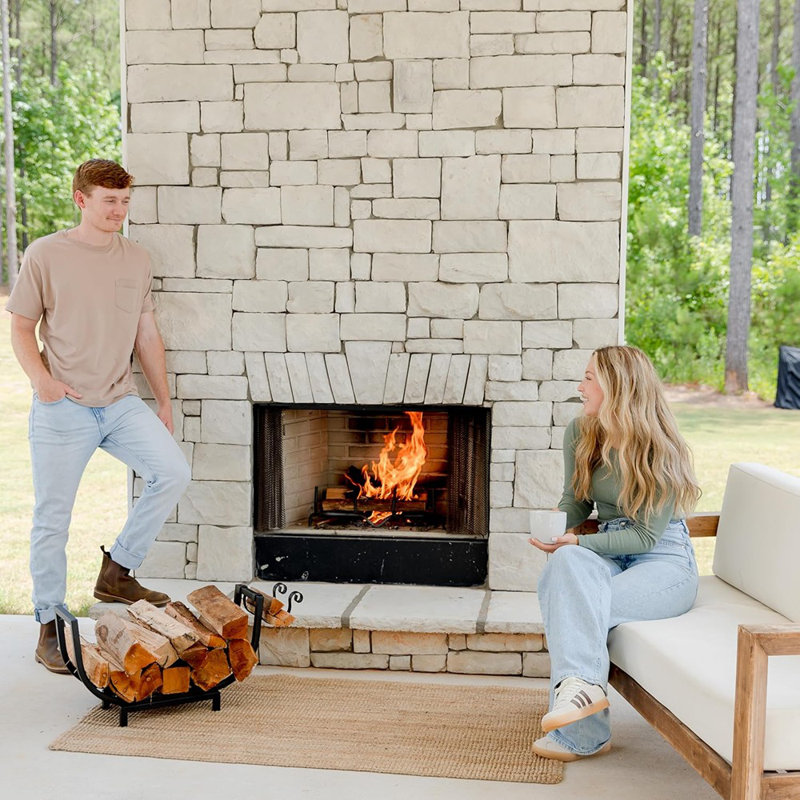 Rangement extérieur et intérieur pour bois de chauffage avec crochets de bois d'allumage. Support pour feu de bois 24,5 po Support à bûches et organisateur de cheminée imperméable et antirouille